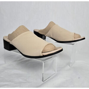 Munro Beth Slide Stretch Fabric Sandal Women's 8.5 Bone Tan Low Block Heel